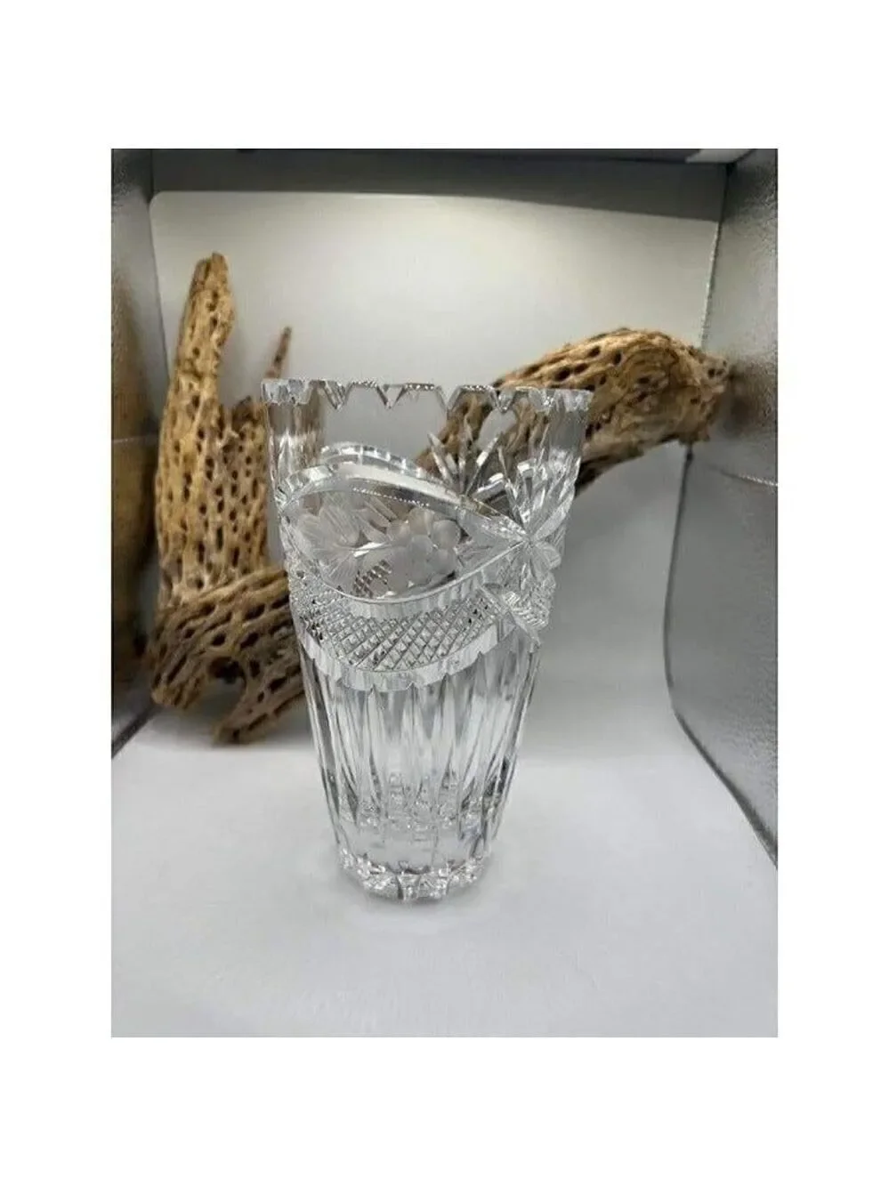Crystal Chardonay Cut Crystal Vase 7 Inch